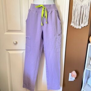 NWT FIGS Lavender and Green Straight Leg Scrub Pants / Size XS